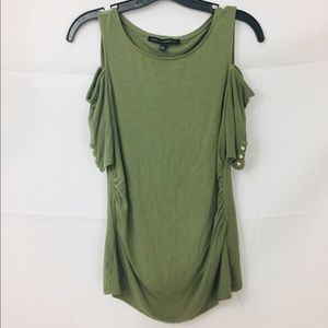 NWOT Green Open-Shoulder Shirt